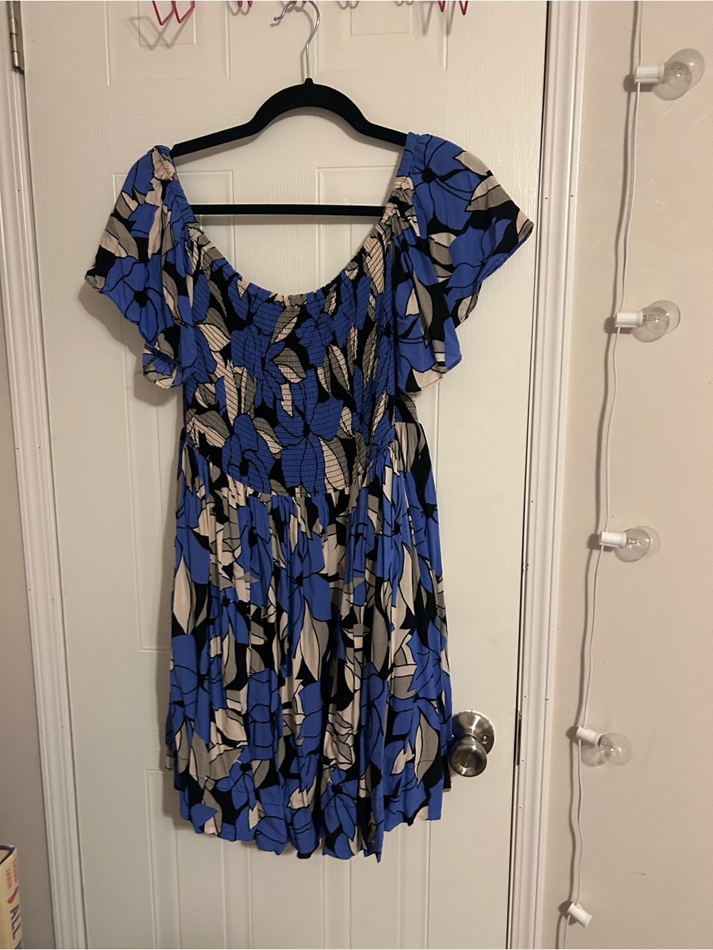 Free People Blue Floral Off-Shoulder Women’s Dress